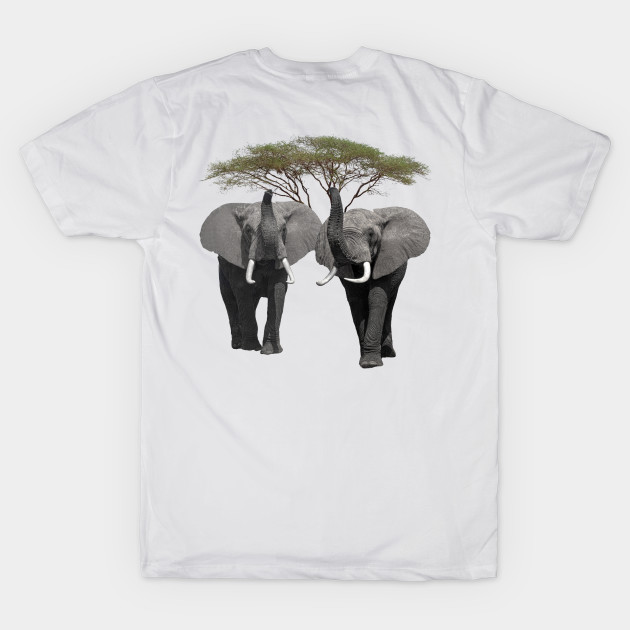 Elephants with a tree on safari in Kenya / Afrika by T-SHIRTS UND MEHR